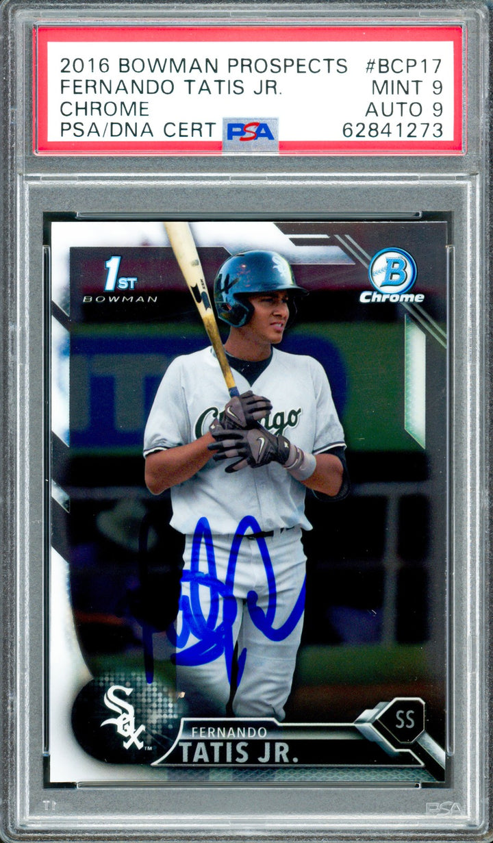 Fernando Tatis Jr. Auto 2016 Bowman Chrome RC BCP17 Padres PSA 9 Sig 9 PSA/DNA