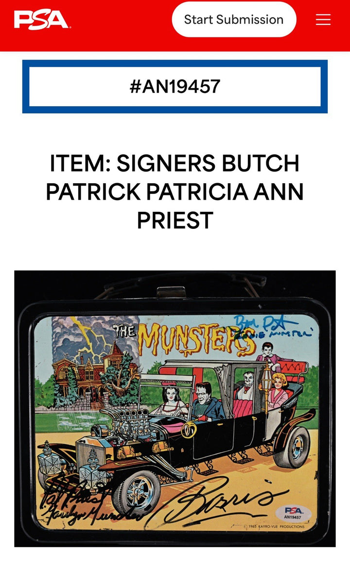 The Munsters Signed Kayro 1965 Lunchbox Pat Priest Butch Patrick Barris Auto Psa