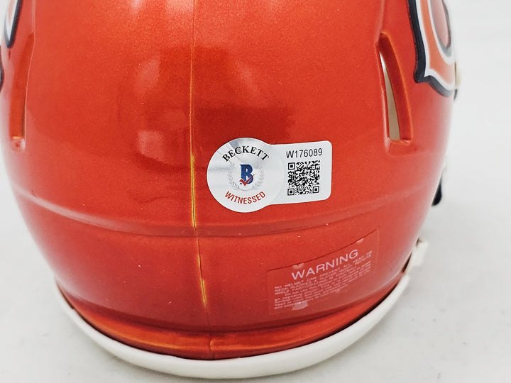Justin Fields Signed Chicago Bears Flash Orange Speed Mini Helmet Beckett Wit