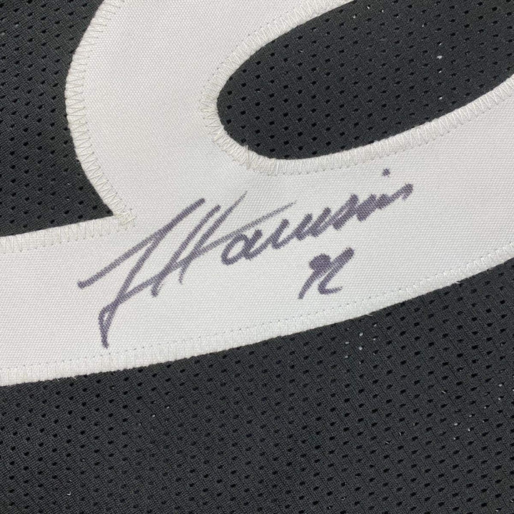 Autographed/Signed JAMES HARRISON Pittsburgh Black Jersey Beckett COA