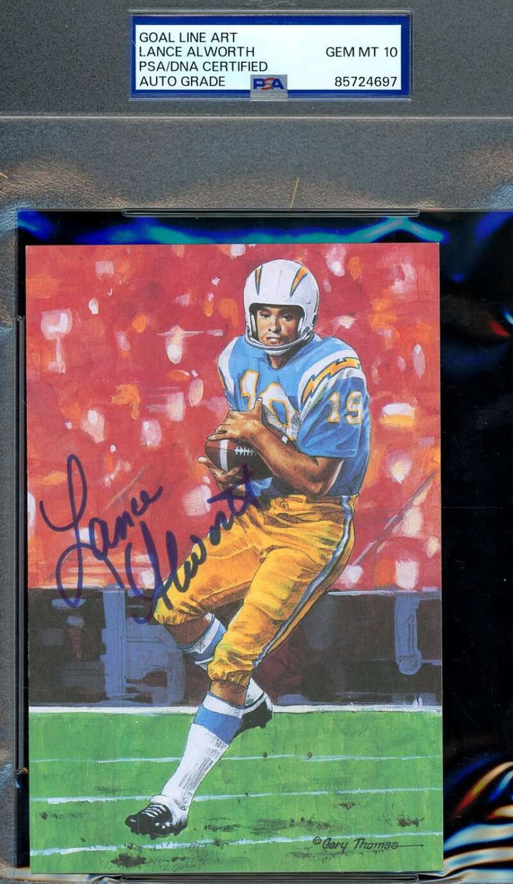 Lance Alworth Gem Mint 10 PSA DNA Signed Goal Line Art Card GLAC Autograph