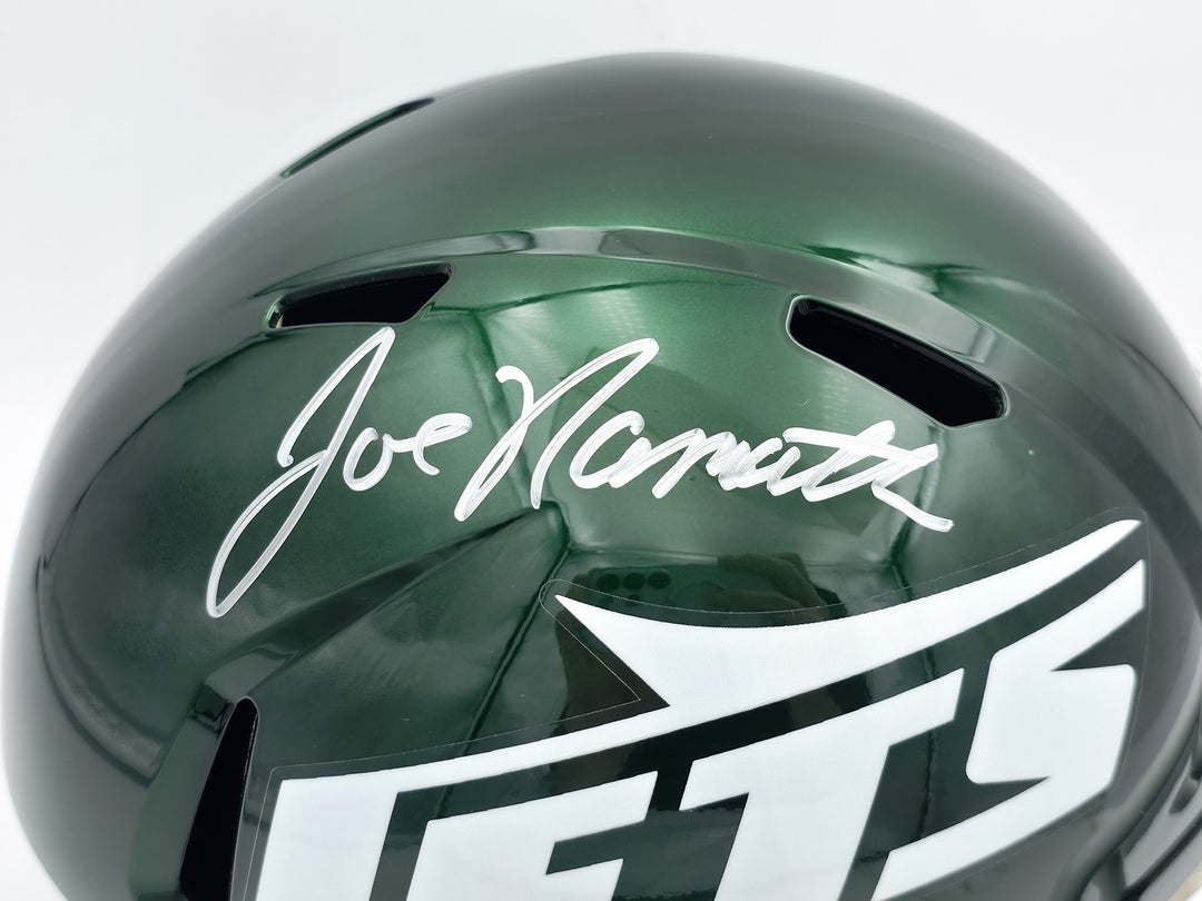 Joe Namath Signed Jets 2024 Green Full Size Speed Replica Helmet PSA/DNA