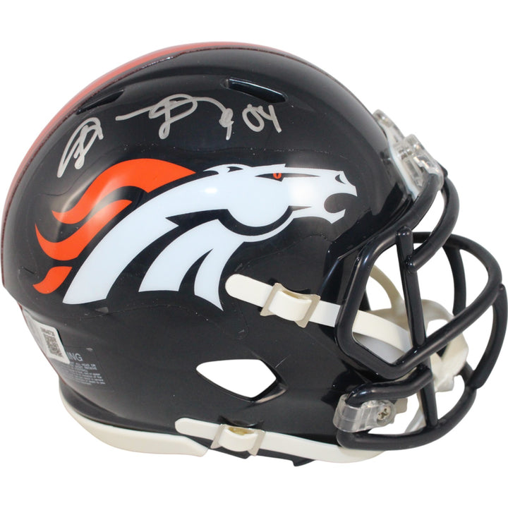 Shannon Sharpe Autographed Denver Broncos TB Mini Helmet Beckett Witness 50802