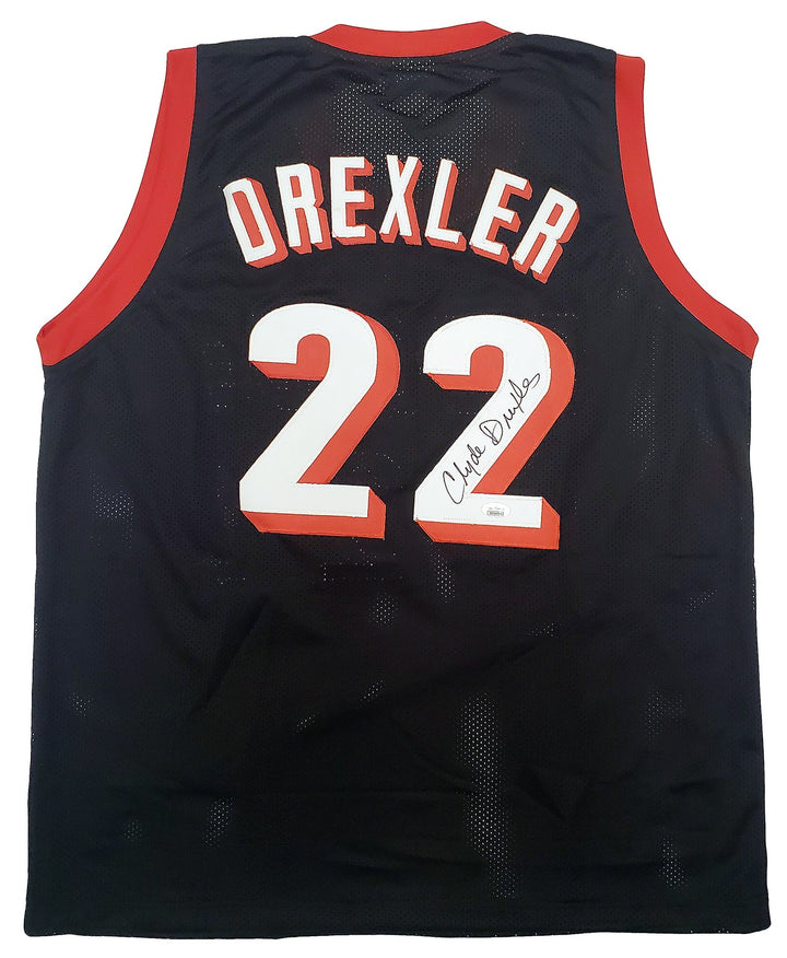 Portland Trail Blazers Clyde Drexler Autographed Signed Black Jersey JSA