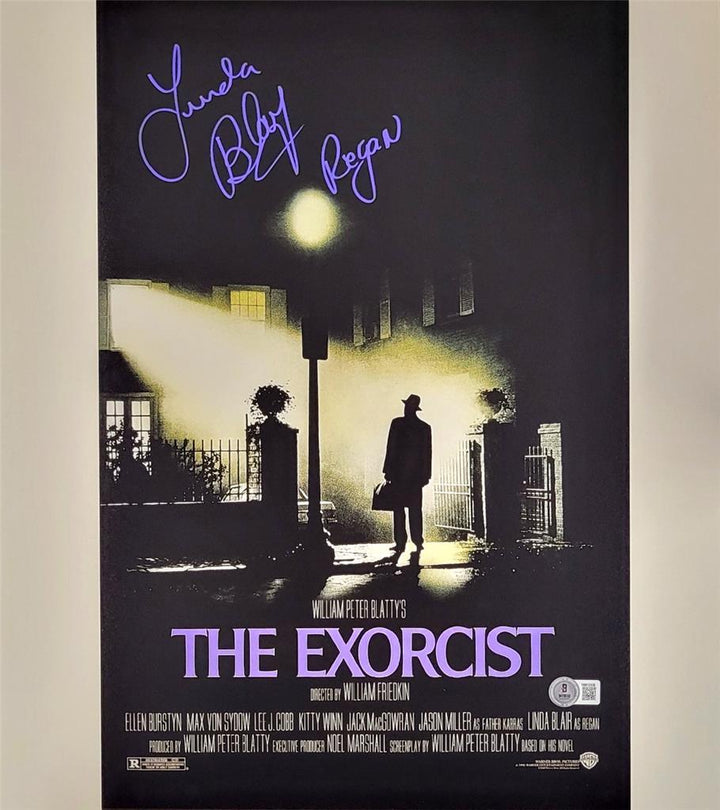 Linda Blair signed "Regan" The Exorcist 11x17 movie poster photo ~ Beckett BAS