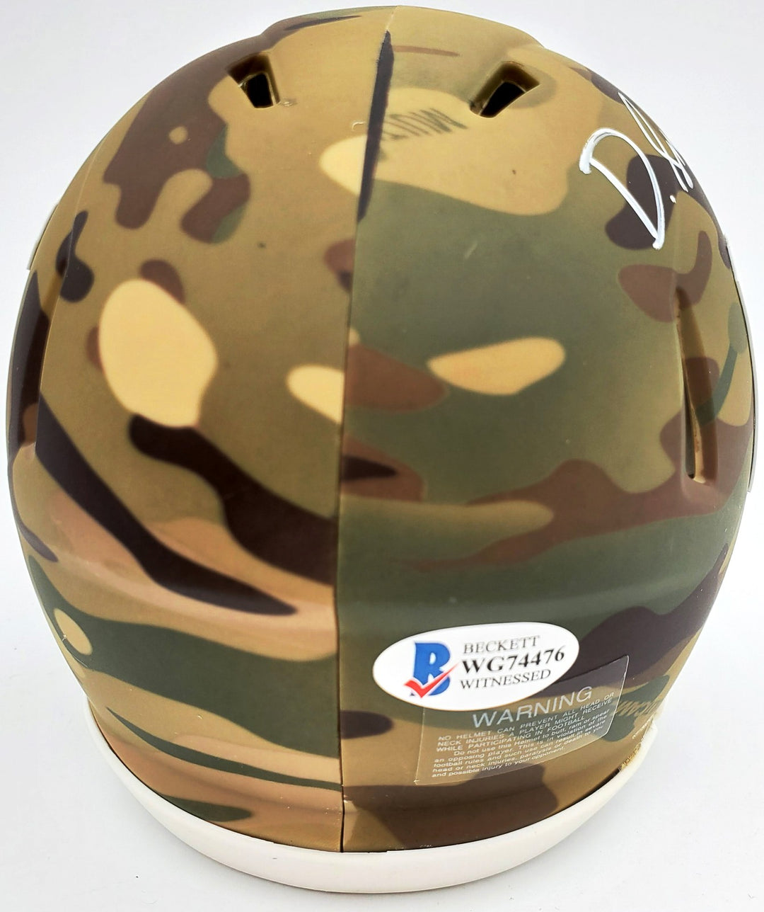 Devonta Smith Signed Alabama Crimson Tide Camo Speed Mini Helmet Beckett BAS