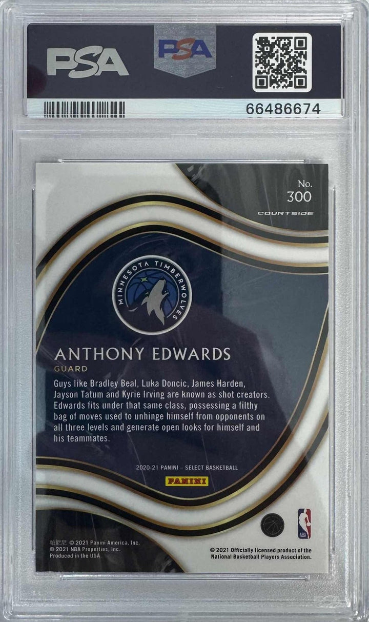 Graded 2020-21 Select Anthony Edwards #300 Blue Retail RC Card PSA 10