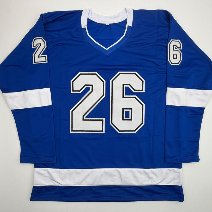 Autographed/Signed Martin St. Louis Tampa Bay Blue Jersey Beckett BAS COA