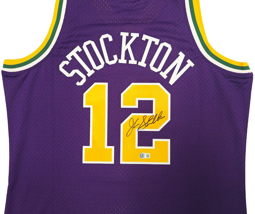 Jazz John Stockton Auto Purple Authentic Mitchell Ness 91 HWC Swingman Jersey XL