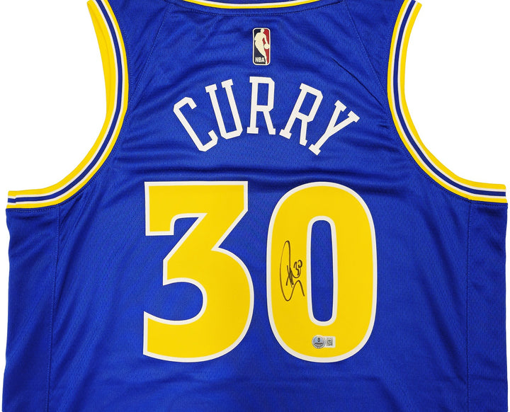Warriors Stephen Curry Auto Blue Nike Swingman Classic Edt Jersey Sz 48 Beckett