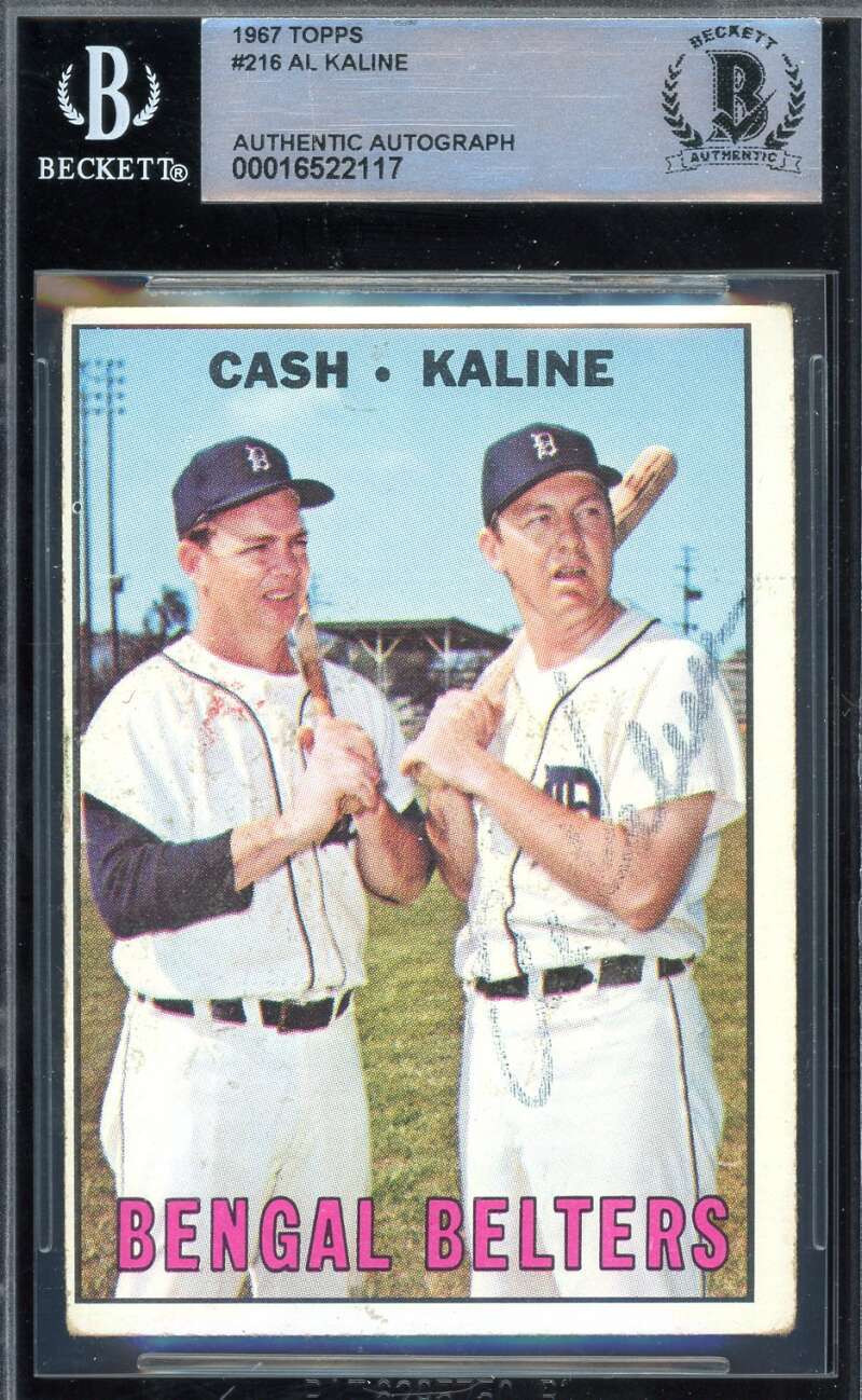 Al Kaline Beckett BAS Signed 1967 Topps Autograph