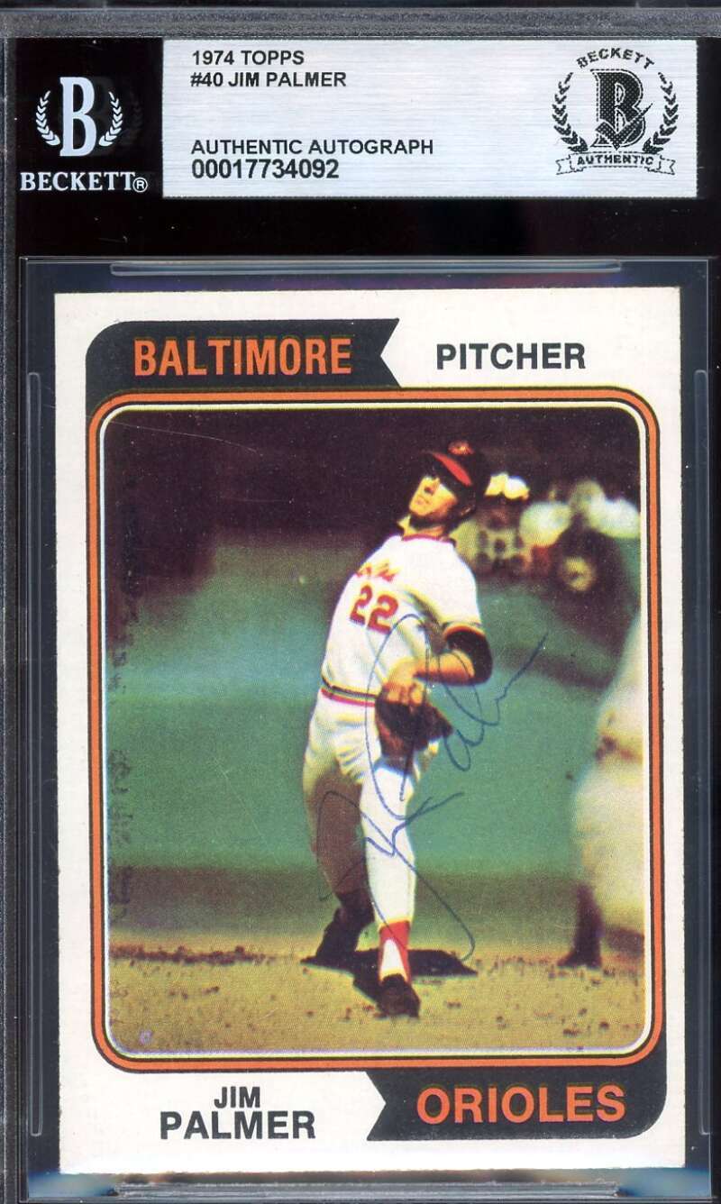 Jim Palmer Beckett BAS Vintage Signed 1974 Topps Orioles Autograph