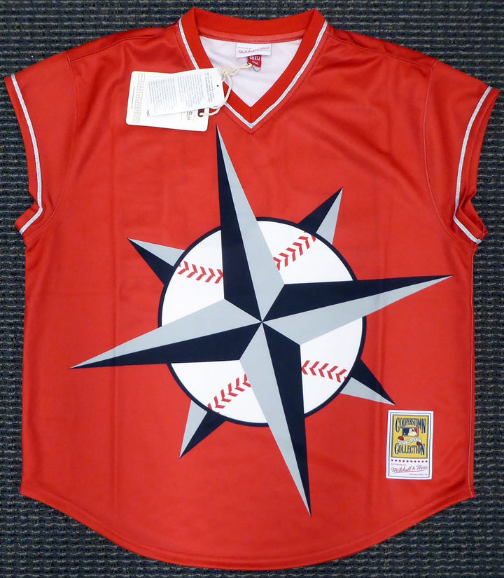 Mariners Ken Griffey Jr. Auto Red Mitchell Ness Turn Forward The Clock Jersey 48
