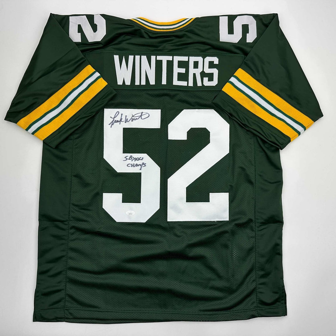 Signed Frank Winters SB XXXI Champs Green Bay Green Jersey JSA COA