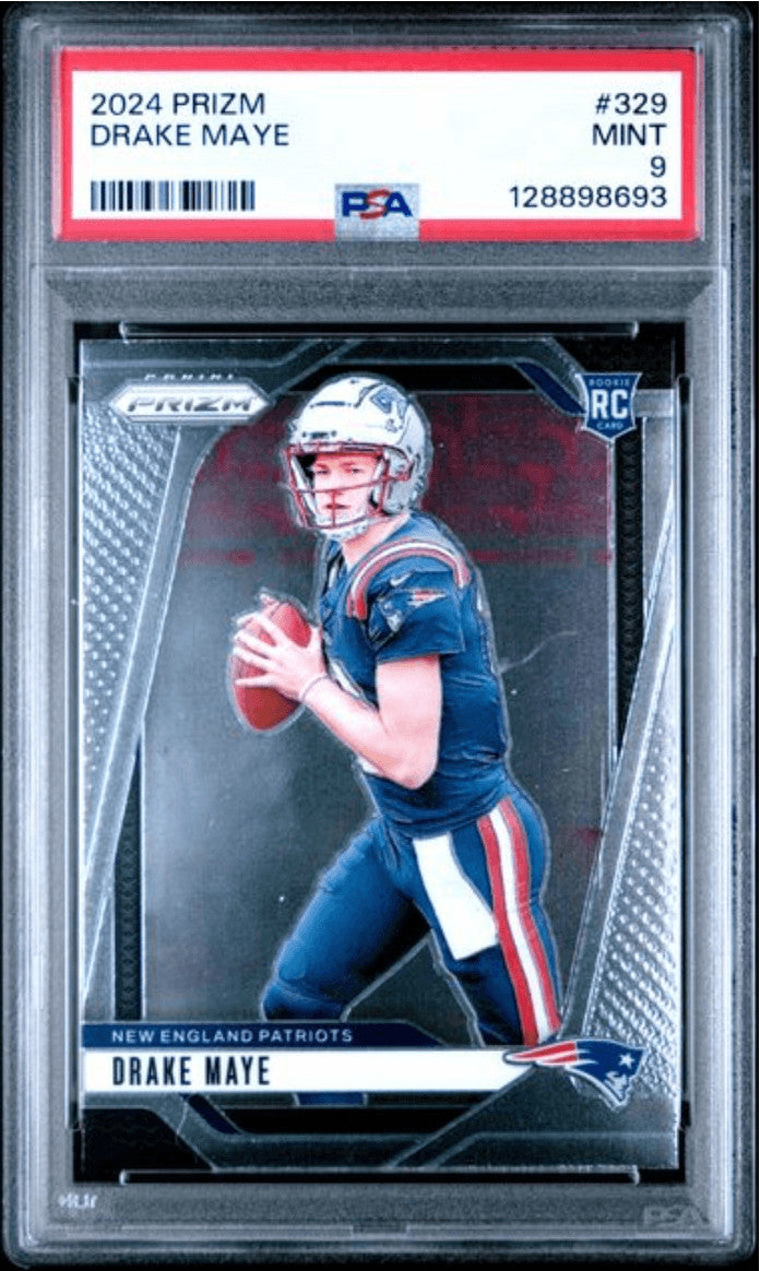 Graded 2024 Panini Prizm Drake Maye #329 Rookie RC Football Card PSA 9 Mint