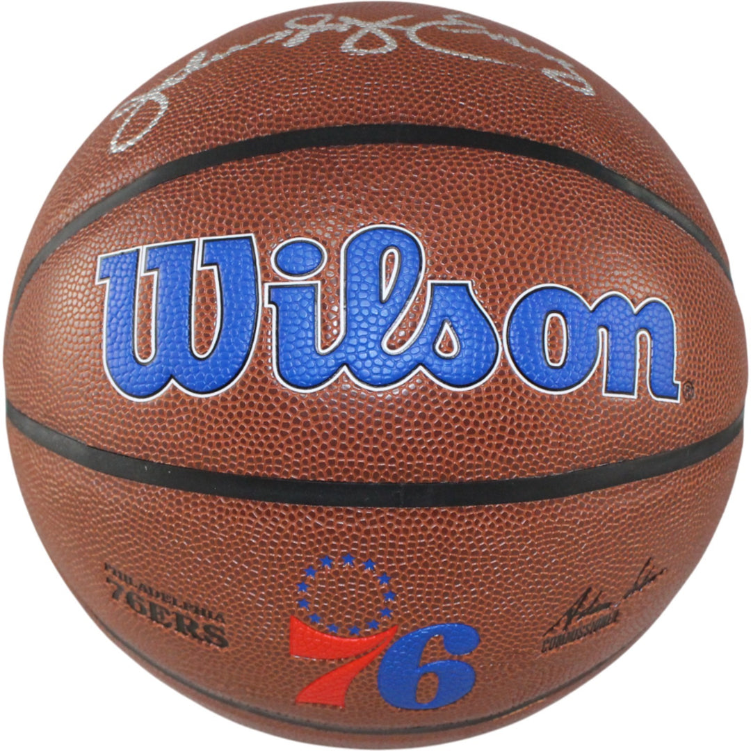 Julius Erving Autographed Philadelphia 76ers Logo Basketball Beckett 54673