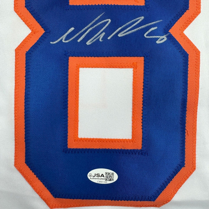 Autographed/Signed Noah Dobson New York White Hockey Jersey JSA COA
