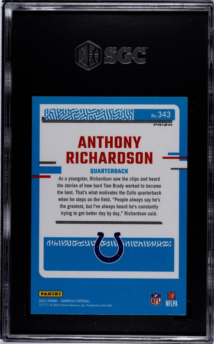 Anthony Richardson 2023 Donruss Optic Red Green Prizm RC - SGC Graded 9.5 MT+