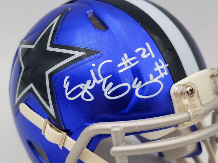 Ezekiel Elliott Signed Dallas Cowboys Flash Blue Speed Mini Helmet Beckett