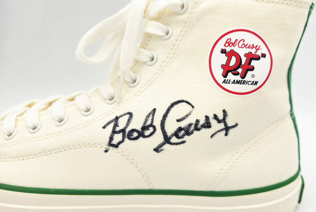 Bob Cousy Auto White PF Flyers All-American HI Cousy Shoes Celtics Sz 12 Beckett