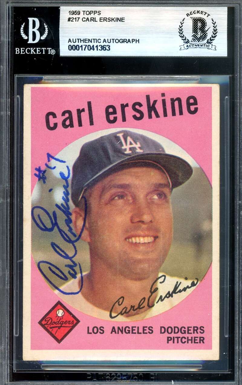 Carl Erskine Beckett BAS Signed 1959 Topps Autograph