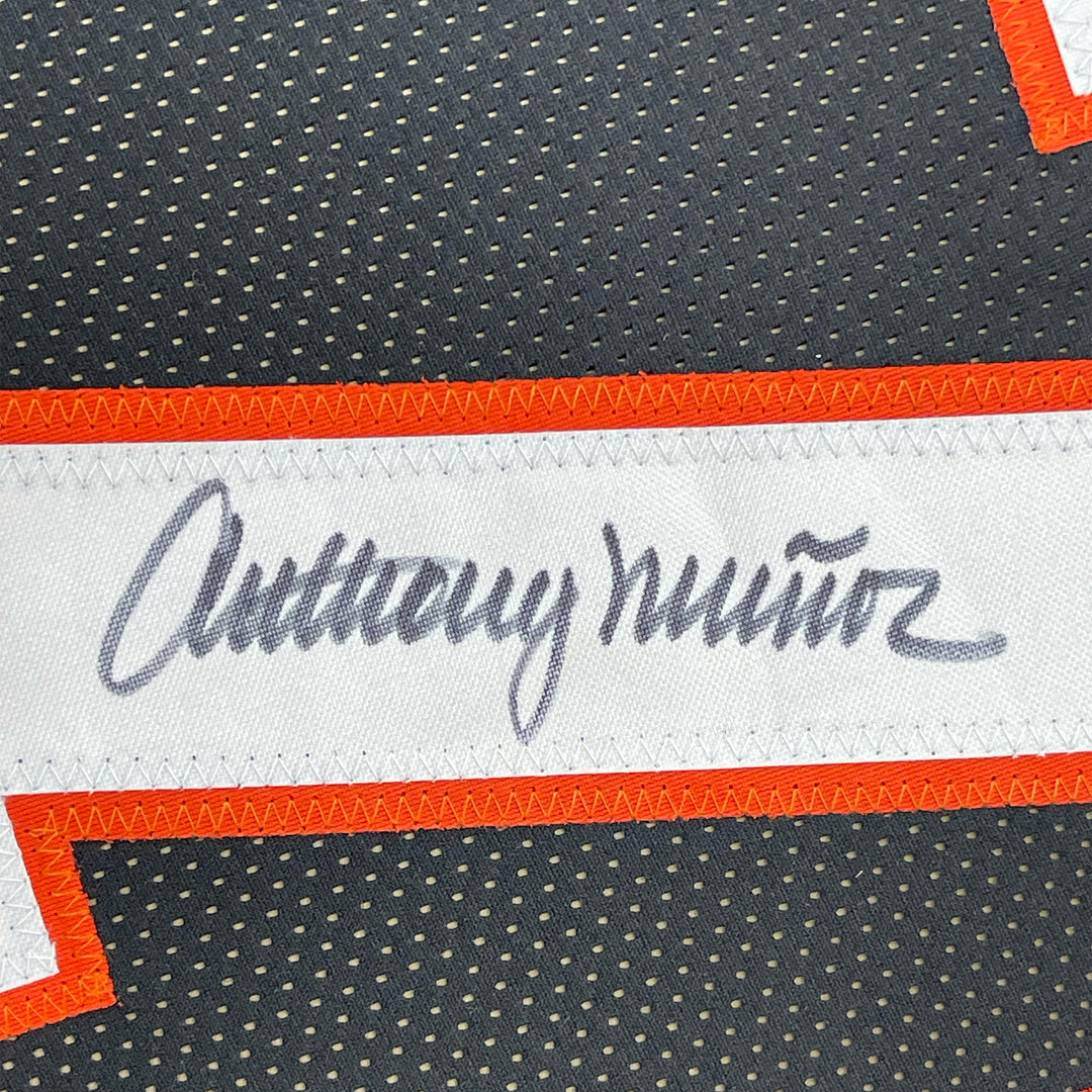 Framed Autographed/Signed Anthony Munoz 33x42 Cincinnati Black Jersey JSA COA