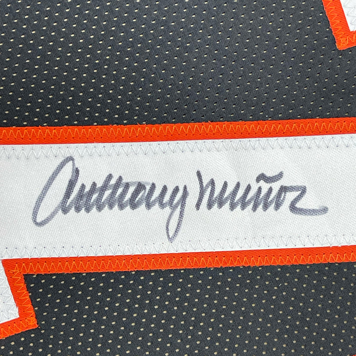 Framed Autographed/Signed Anthony Munoz 33x42 Cincinnati Black Jersey JSA COA