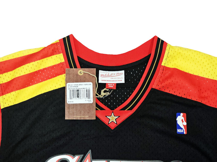76ers Allen Iverson Auto Black AUTH Mitchell Ness 06 HWC Swingman Jersey L BAS