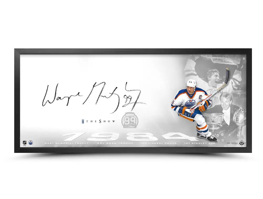 Wayne Gretzky Signed Framed The Show '1st Banner' 18x44 Photo Oilers UDA Holo