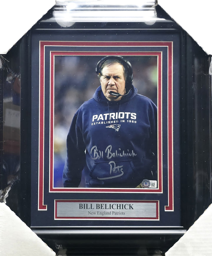 Bill Belichick Signed Framed 8x10 Photo New England Patriots Beckett QR #BD91329