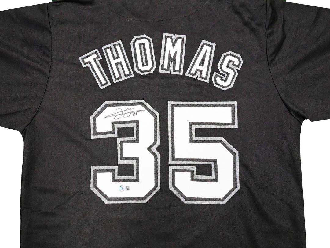 Chicago White Sox Frank Thomas Signed Black Jersey Beckett Wit