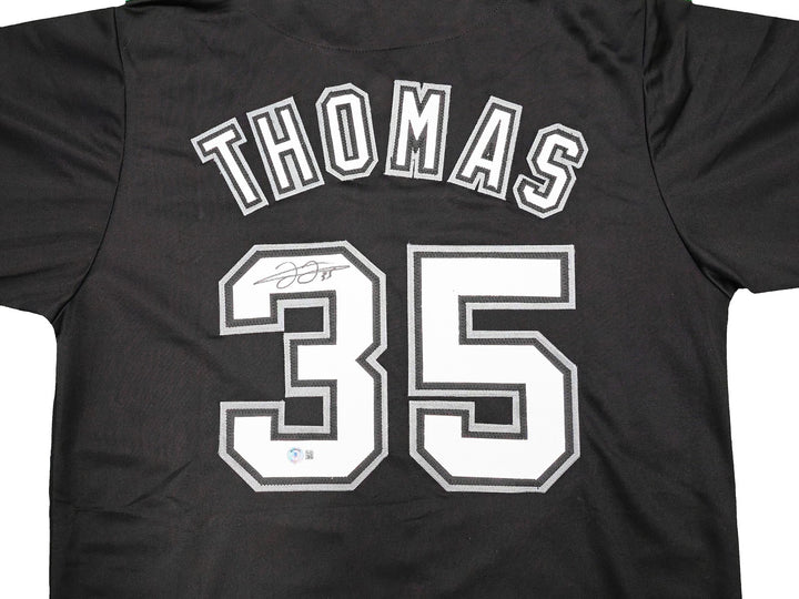 Chicago White Sox Frank Thomas Signed Black Jersey Beckett Wit