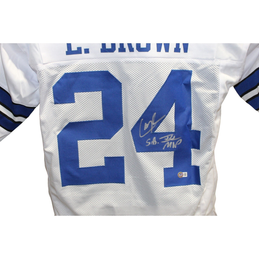 Larry Brown Autographed/Signed Pro Style White Jersey SB MVP Beckett 42608