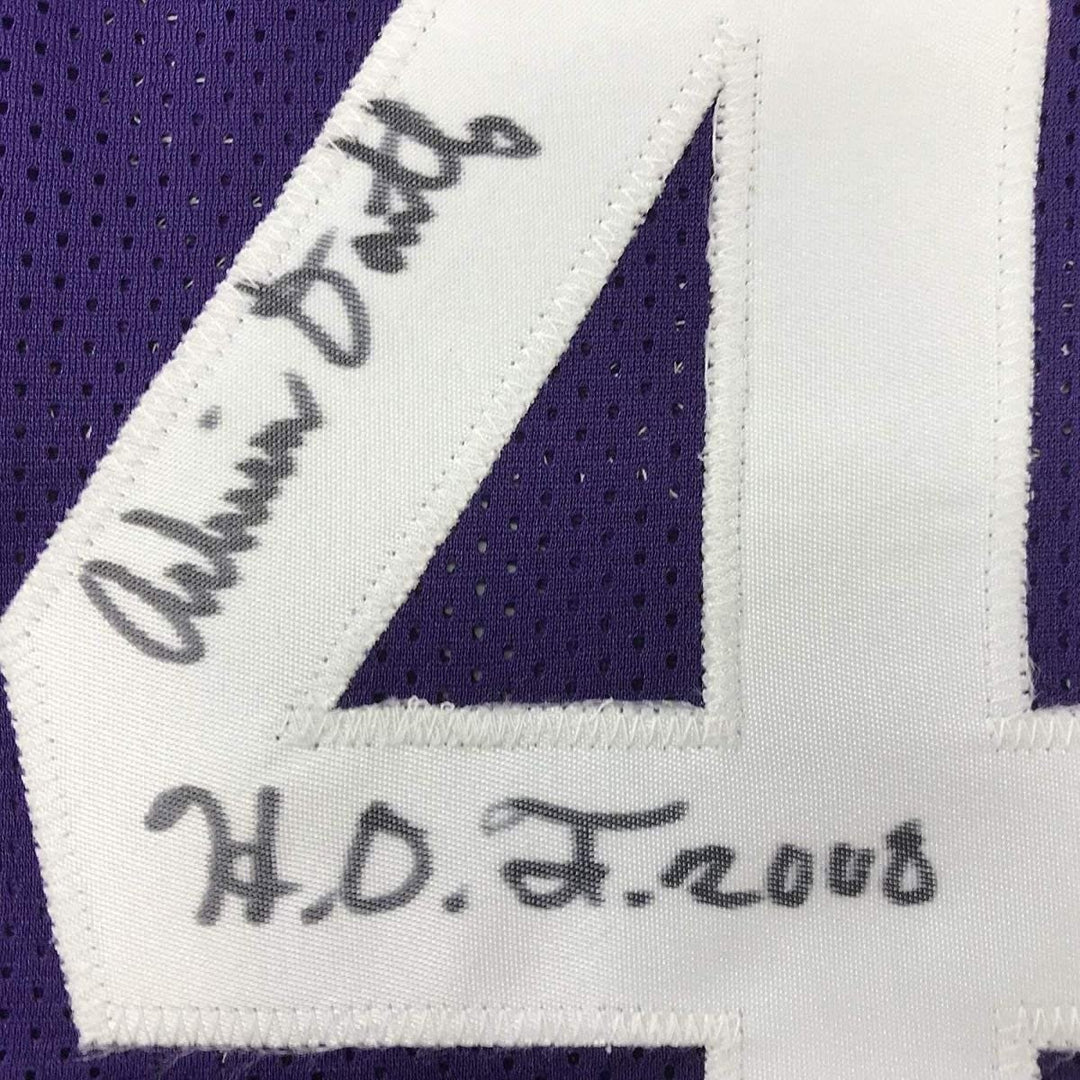 Framed Signed Adrian Dantley HOF 2008 35x39 Utah Purple Jersey JSA COA