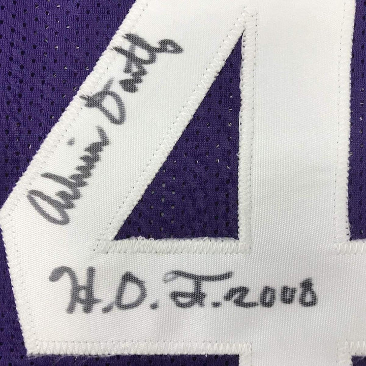 Framed Signed Adrian Dantley HOF 2008 35x39 Utah Purple Jersey JSA COA