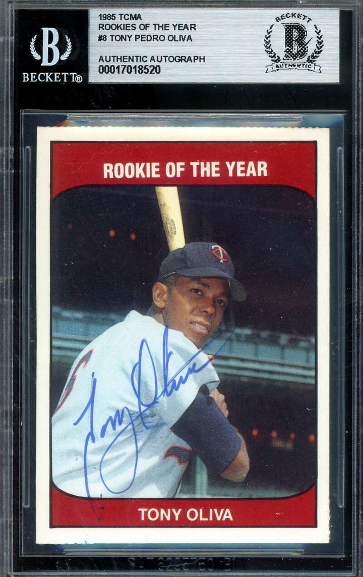 Tony Oliva Beckett BAS Signed 1985 TCMA Rookie of The Year Autograph