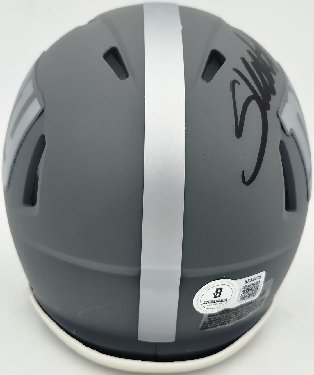 Cam Skattebo Signed Giants Slate Gray Mini Helmet Beckett QR
