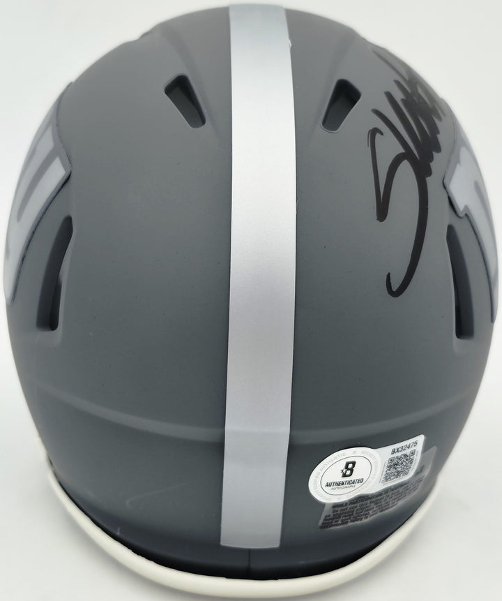 Cam Skattebo Signed Giants Slate Gray Mini Helmet Beckett QR