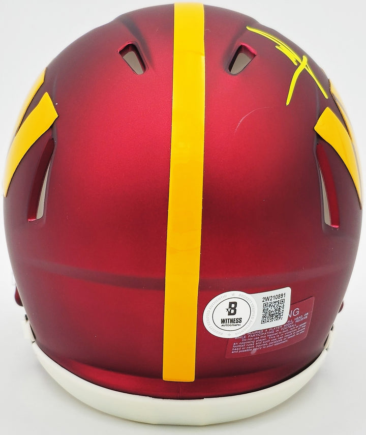 Mike Sainristil Signed Washington Commanders Maroon Speed Mini Helmet