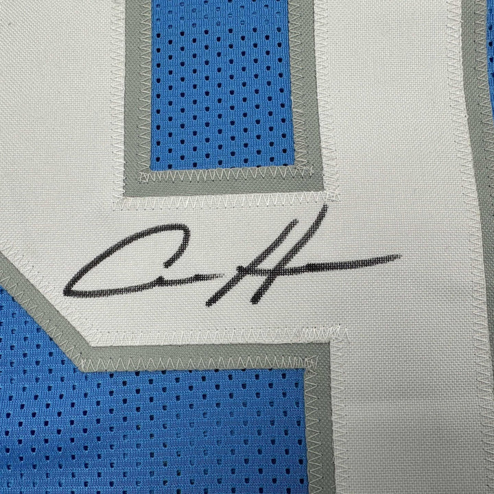 Autographed/Signed Aidan Hutchinson Detroit Blue Current Jersey Beckett COA