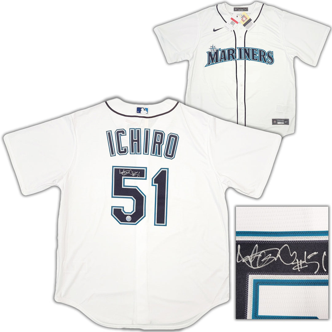 Seattle Mariners Ichiro Suzuki Signed White Nike Jersey Size L "#51" IS Holo