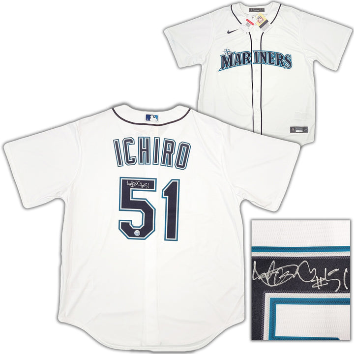 Seattle Mariners Ichiro Suzuki Signed White Nike Jersey Size L "#51" IS Holo