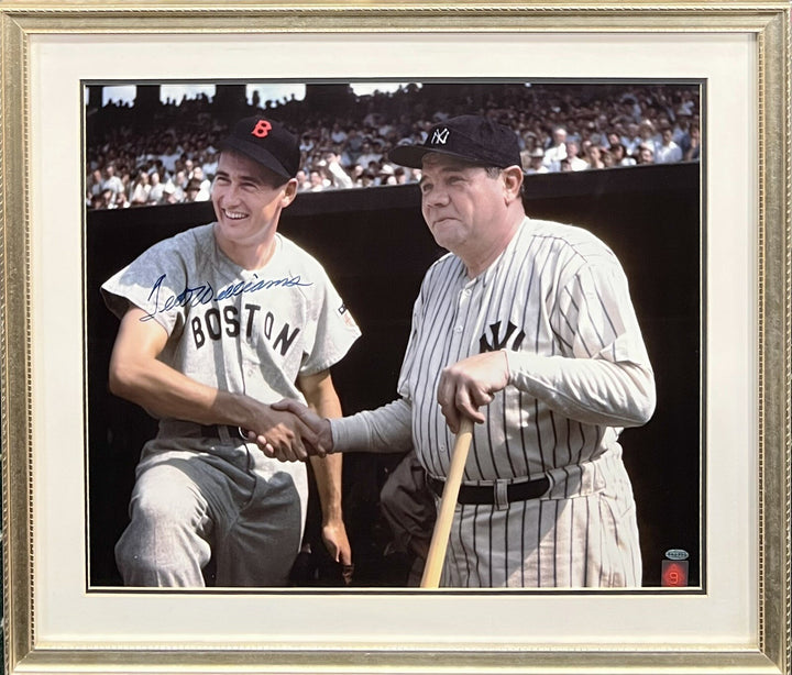 Ted Williams Red Sox Signed 20x24 Photo With Babe Ruth Framed Auto HOF Steiner