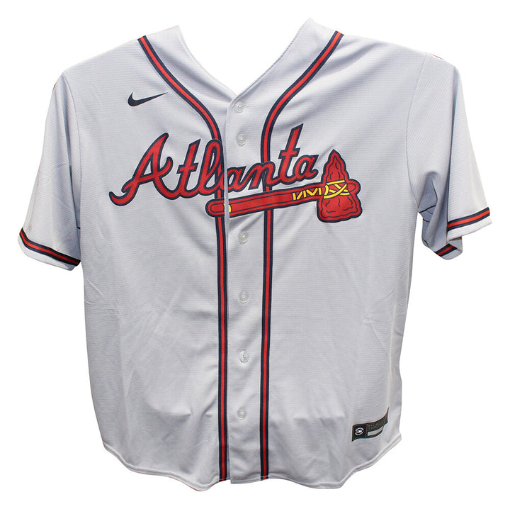 Ronald Acuna Autographed/Signed Atlanta Braves Grey Jersey Beckett 40581