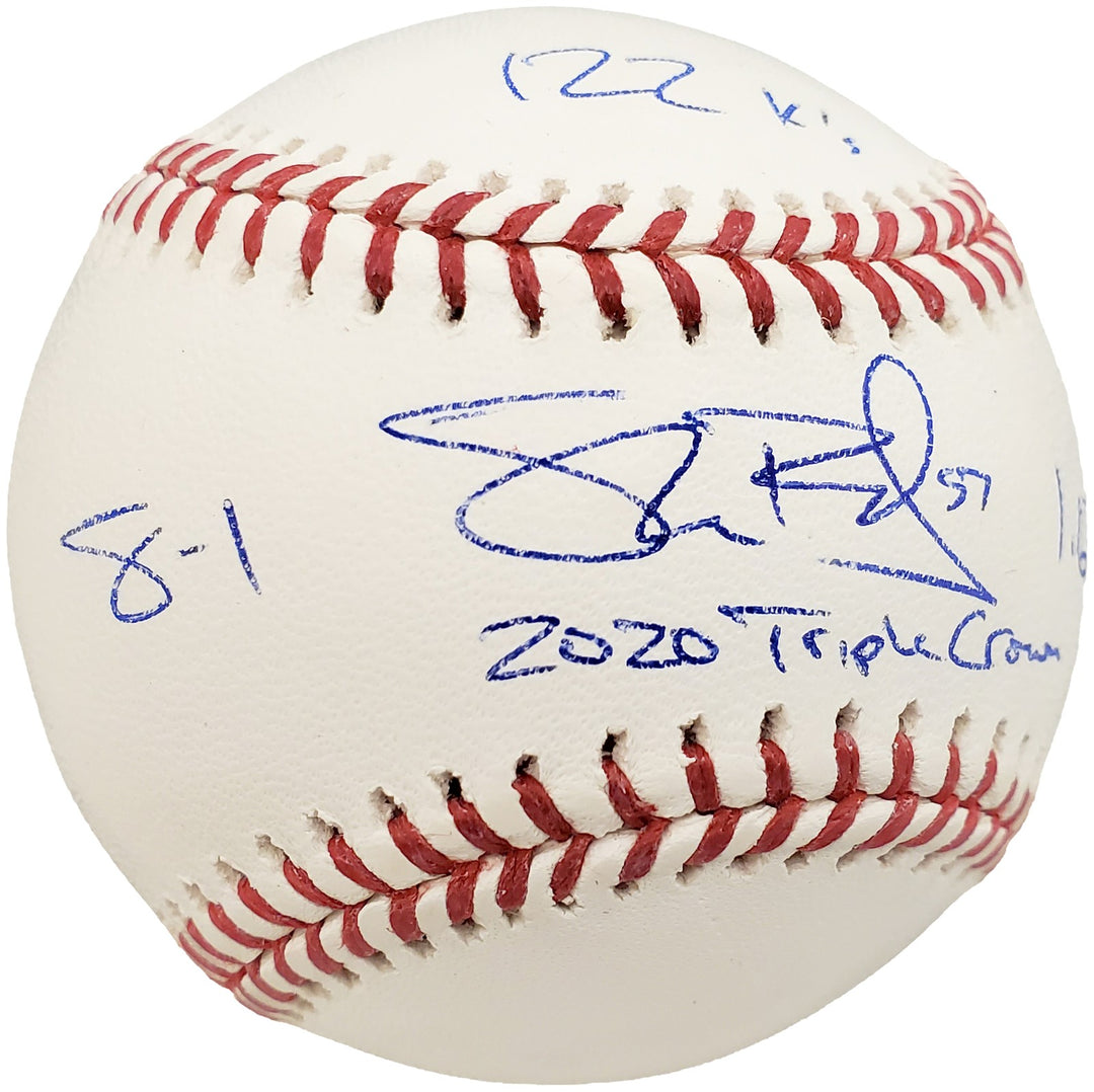 Shane Bieber Signed MLB Baseball Cleveland Indians With 3 Stats Beckett