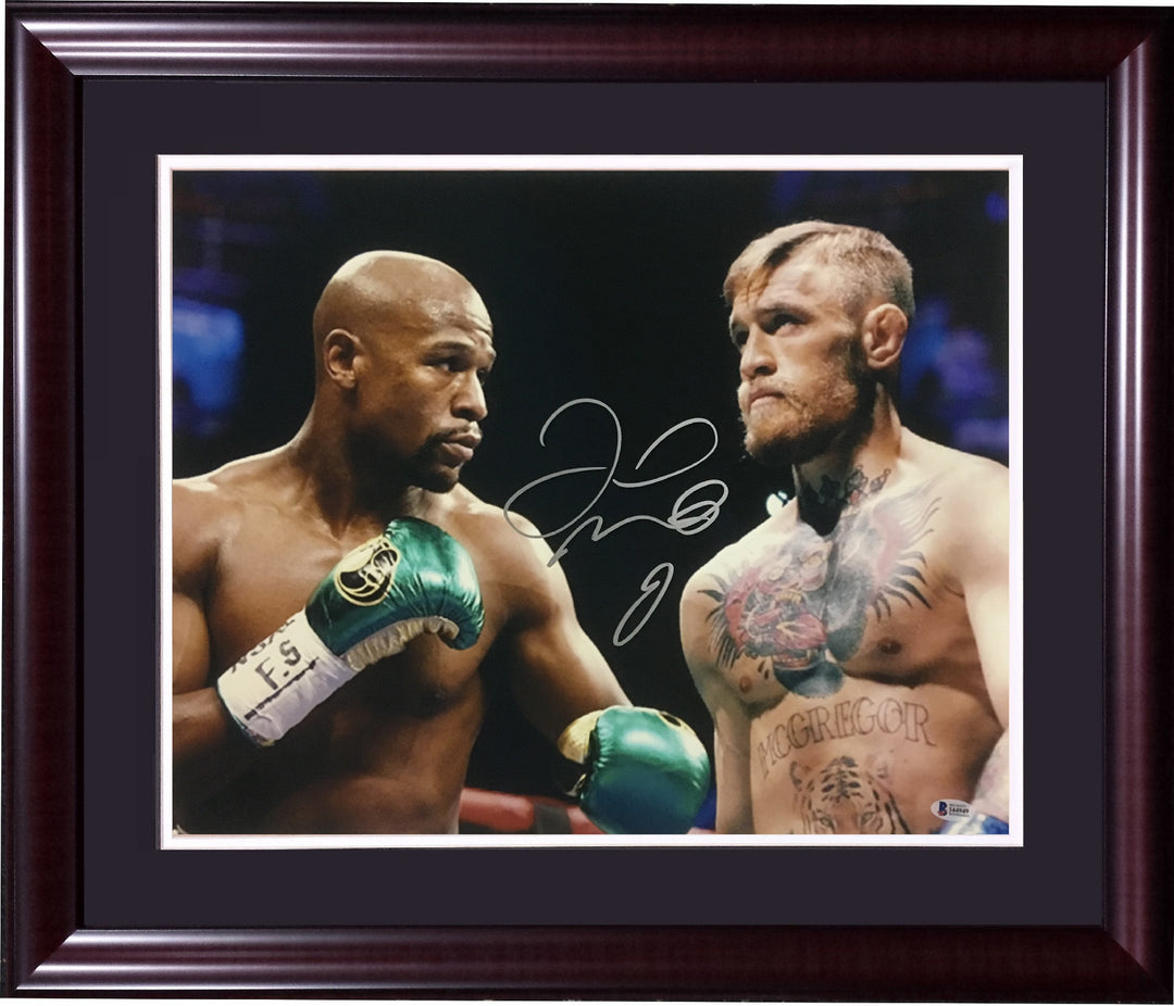 Floyd Mayweather signed 16x20 Conor Mcgregor photo framed auto Beckett BAS COA