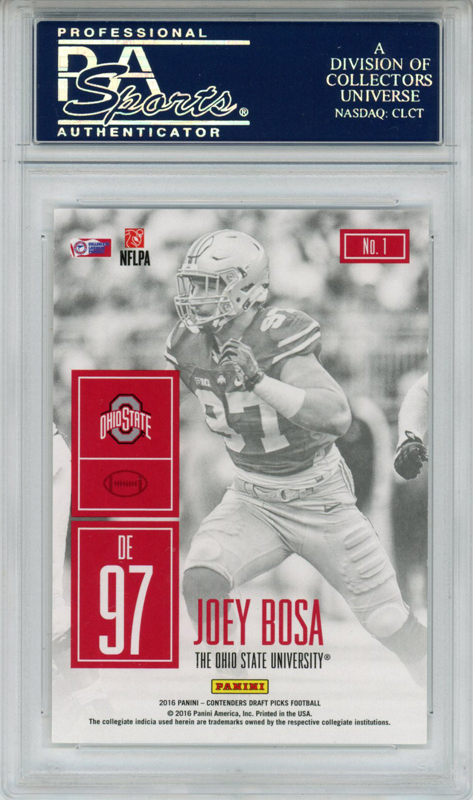 Joey Bosa Signed 2016 Panini Contenders Draft Picks #1 Trading Card PSA Slab
