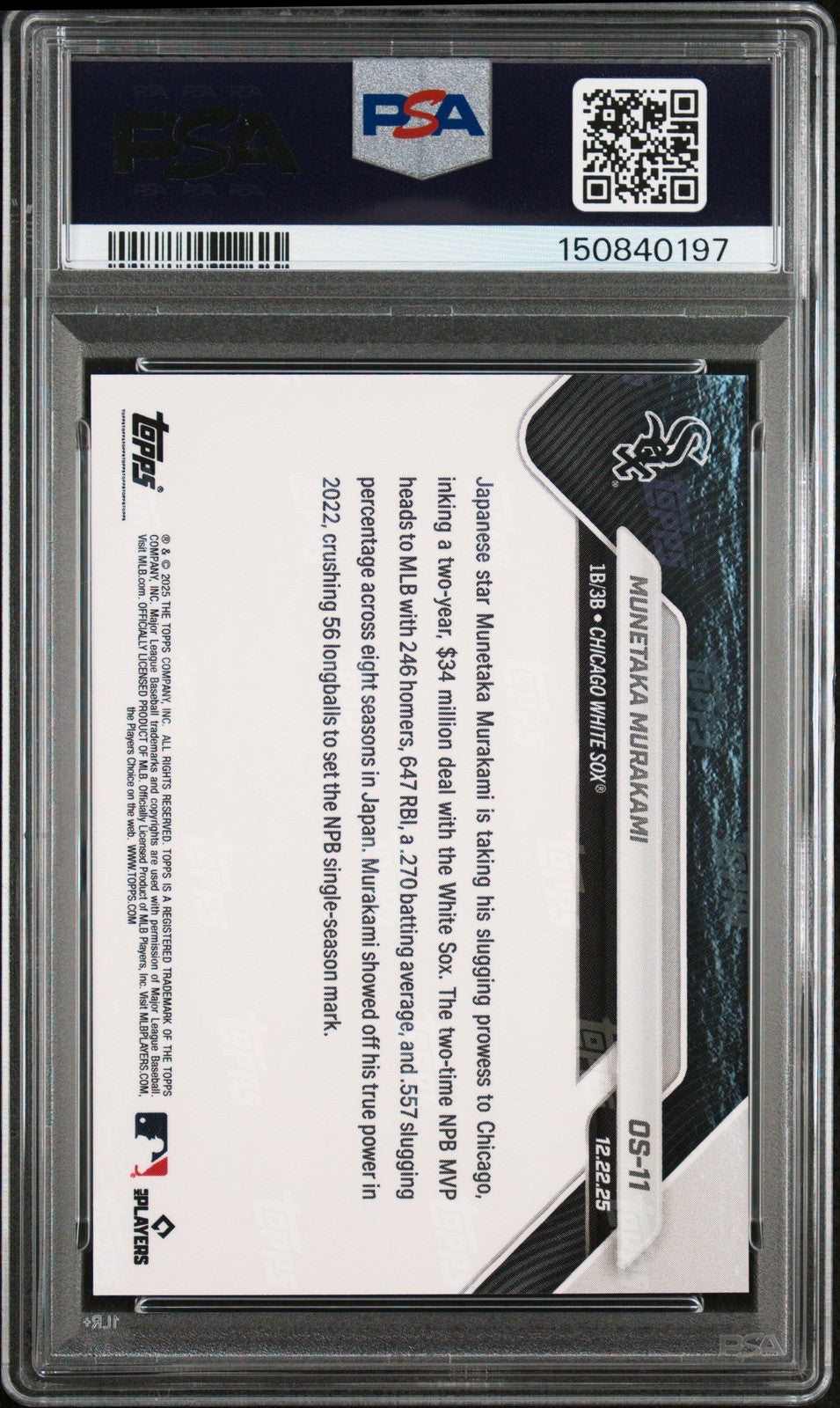 Graded 2025 Topps Now Munetaka Murakami #OS11 Rookie Baseball Card PSA 10