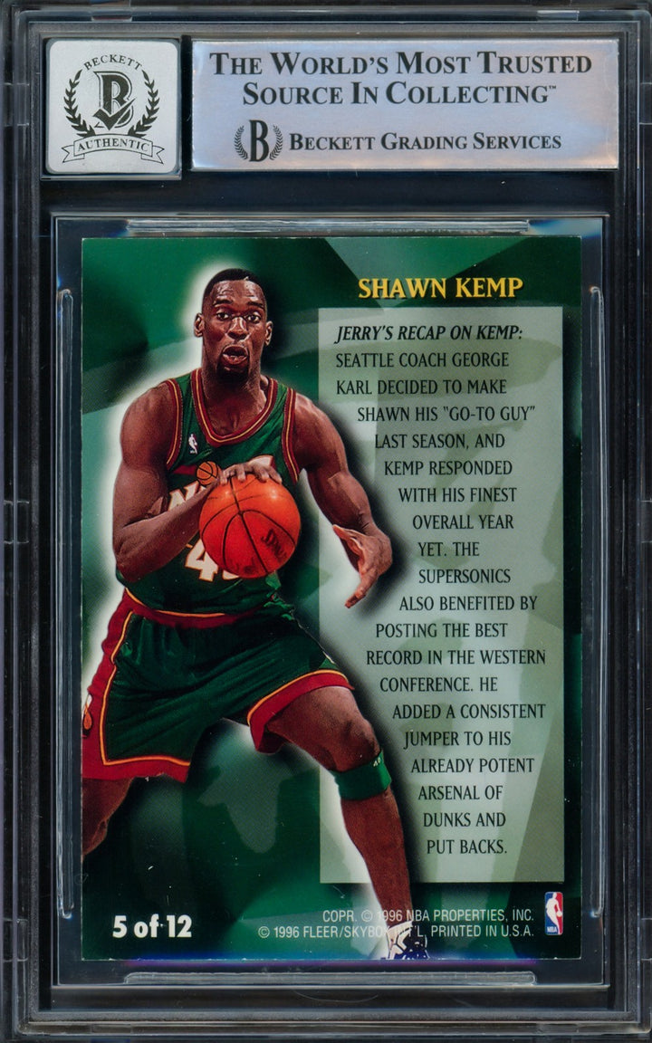 Shawn Kemp Signed 1996 Fleer Stackhouse's All-Fleer Card 5 Sonics Sig 10 Beckett