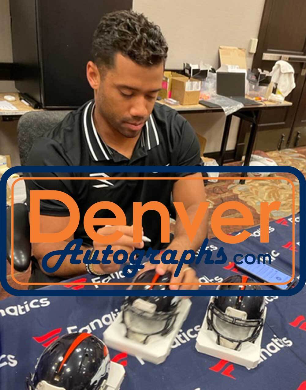 Russell Wilson Autographed Denver Broncos Speed Mini Helmet FAN 36561